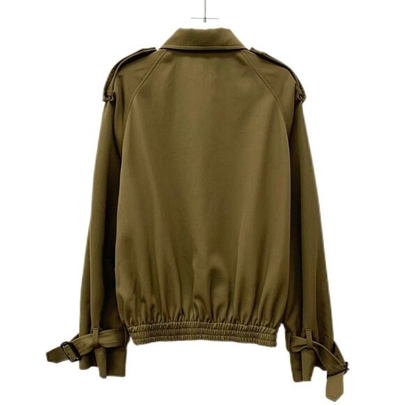 Miu Miu Khaki Green Oversized Cotton Jacket With Elastic Hem & Button Details - Picture 2 of 8